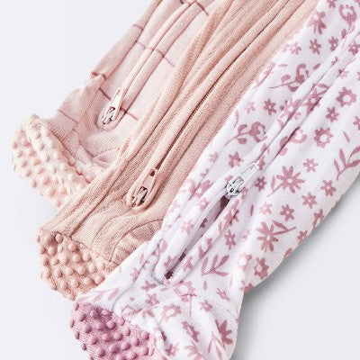  Baby Girls' 3pk Floral Tight Fit Sleep N' Play - Cloud Island™ Peach