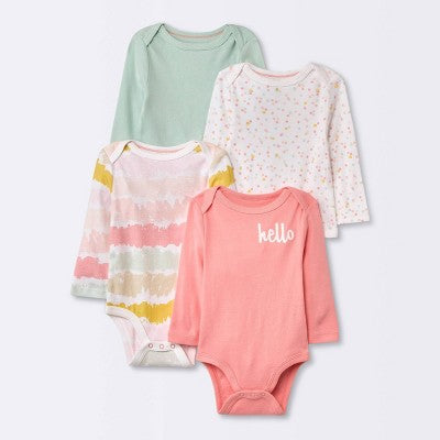  Baby Girls' 4pk Long Sleeve Bodysuit - Cloud Island™ Floral
