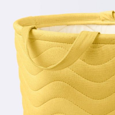  Quilted Fabric Medium Round Storage Basket - Yellow - Cloud Island™