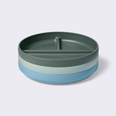  Divided Plate - 3pk Blue/Green - Cloud Island™