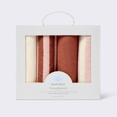  Flannel Baby Blankets - Warm Metallic - 4pk - Cloud Island™