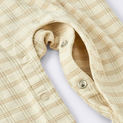  Baby Jacquard Checkered Romper & Hat - Cloud Island™ Tan