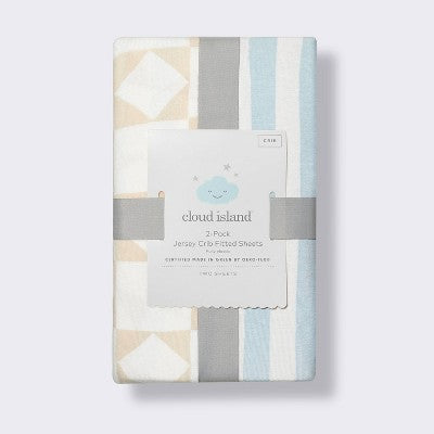  Fitted Jersey Crib Sheet - Stripes & Checks - 2pk - Cloud Island™
