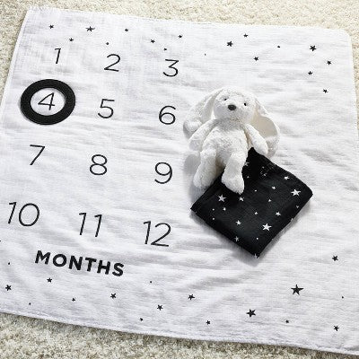  Milestone Swaddle Baby Blanket With Felt Frame - Black And White - Cloud Island™