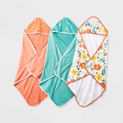  Baby Girls' 3pk Floral Meadow Hooded Towel - Cloud Island™