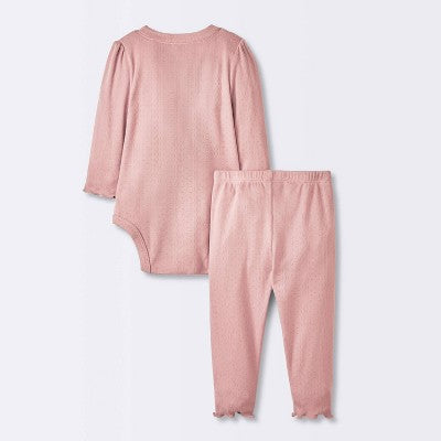  Baby Girls' 2pc Pointelle Set - Cloud Island™ Pink