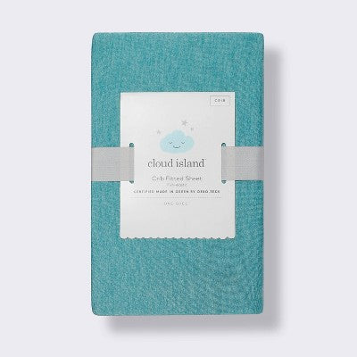  Polyester Rayon Fitted Crib Sheet - Teal - Cloud Island™