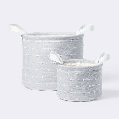  Medium Round Bin With Slub Stitching - Gray - Cloud Island™