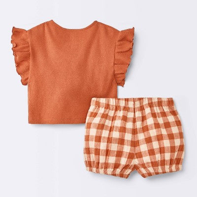  Baby Girls' 2pc Flutter Gingham Set - Cloud Island™ Blue