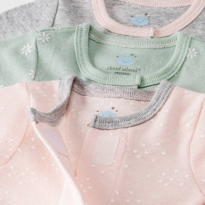  Baby Girls' 3pk Basic Romper - Cloud Island™ Green Preemie