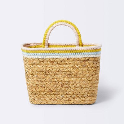  Wall Hanging Natural Woven Basket With Coiled Rope Handle - Cloud Island™