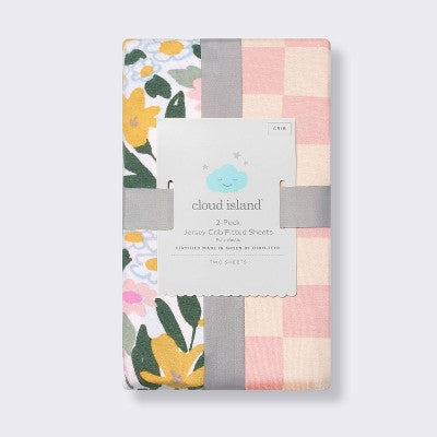  Fitted Jersey Crib Sheet - Painterly Floral - 2pk - Cloud Island™