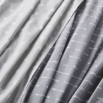  Flannel Swaddle Baby Blankets - Gray Arrows And Dots - 2pk - Cloud Island™