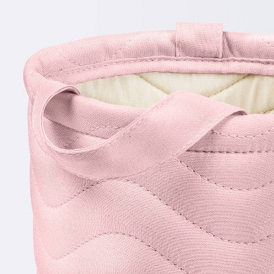  Quilted Fabric Small Round Storage Basket - Light Pink - Cloud Island™