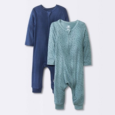  Baby Boys' 2pk Stars So Very Soft Modal Blend Romper - Cloud Island™ Navy Blue
