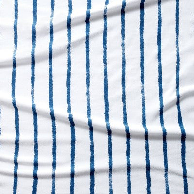  Polyester Rayon Fitted Crib Sheet - Navy Blue Vertical Stripe - Cloud Island™