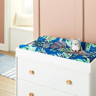  Plush Changing Pad Cover Botanical Print - Cream/Blue/Green - Cloud Island™