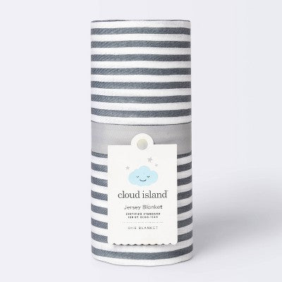  Jersey Swaddle Blanket Stripe - Cloud Island™ White/Gray