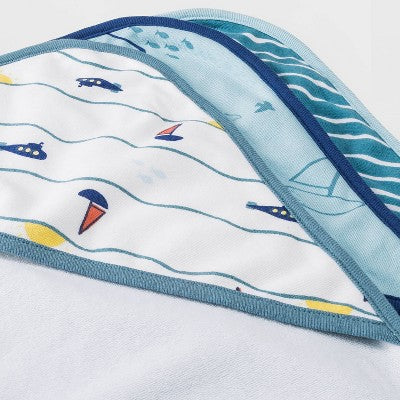  Baby 3pk Boys' Seaside Hooded Towel - Cloud Island™ Blue