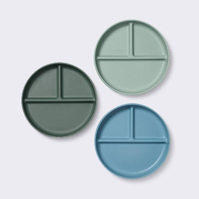  Divided Plate - 3pk Blue/Green - Cloud Island™