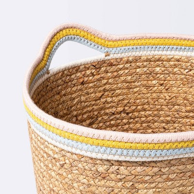  Natural Woven Round Storage Bin With Coiled Rope Handle - Cloud Island™ L