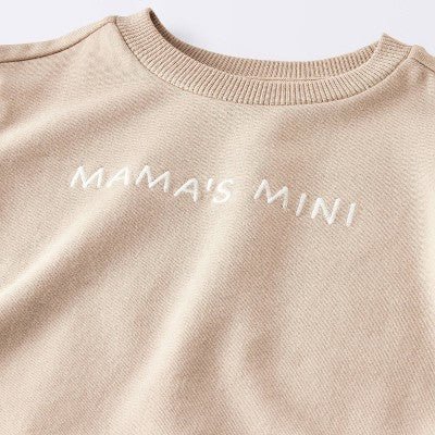  Baby Boys' 2pc Mama's Mini Embroidered Sweatshirt Set - Cloud Island™ Tan