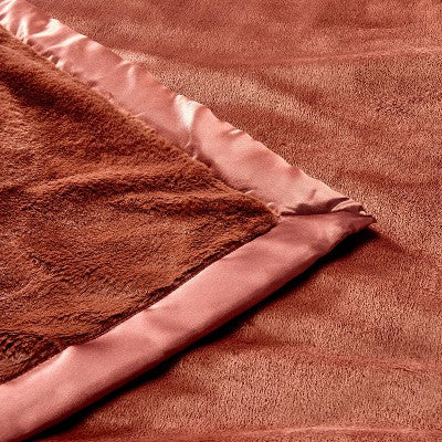  Solid Satin Edge Plush Baby Blanket - Russet Brown - Cloud Island™