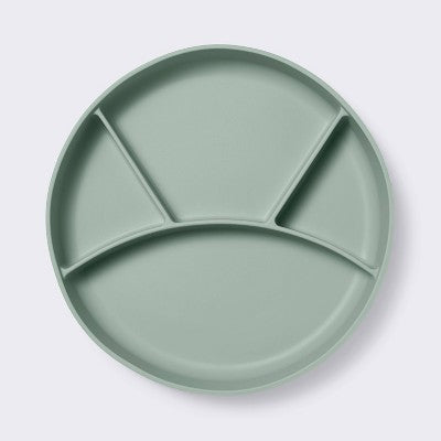  Silicone Suction Divided Plate - Green - Cloud Island™