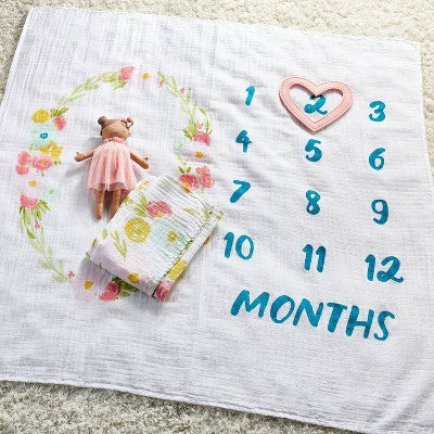  Muslin Blankets With Felt Frame Floral - Cloud Island™