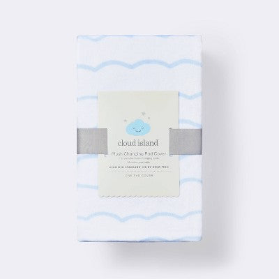  Plush Changing Pad Cover Sea Stripe - White/Blue - Cloud Island™