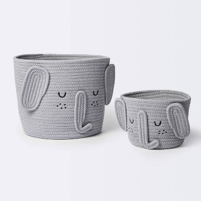  Coiled Rope Small Round Storage Basket - Elephant - Cloud Island™