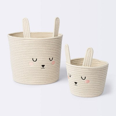  Coiled Rope Small Round Storage Basket - Rabbit - Cloud Island™