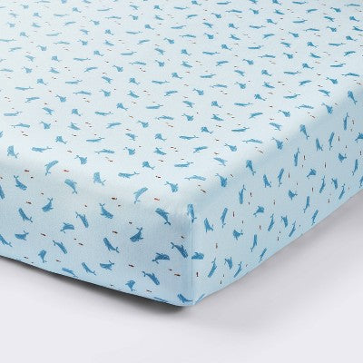  Cotton Fitted Crib Sheet - Whales - Cloud Island™