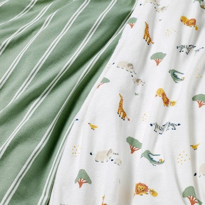  Fitted Jersey Crib Sheet - Safari Stripes - 2pk - Cloud Island™