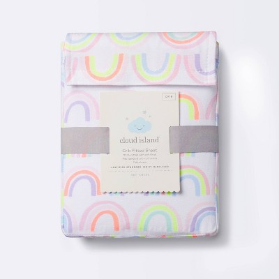  Fitted Crib Sheet Rainbows - Cloud Island™ - White