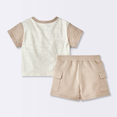  Baby Boys' Beach Club Cargo Top & Shorts Set - Cloud Island™ Cream