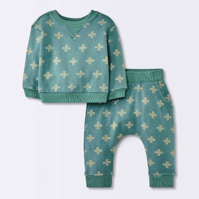  Baby Boys' 2pc Plus Sign Graphic Jogger Pants Set - Cloud Island™ Blue