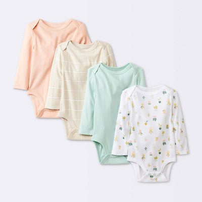  Baby Girls' 4pk Long Sleeve Bodysuit - Cloud Island™ Floral