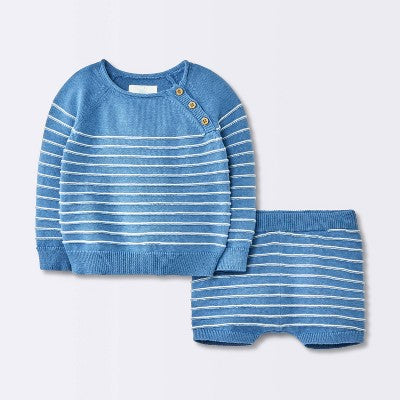  Baby Boys' Striped Sweater Set - Cloud Island™ Blue
