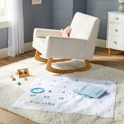  Muslin Blanket With Felt Frame - Blue - Cloud Island™