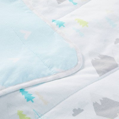  Jersey Knit Reversible Blanket Adventure Awaits - Cloud Island™ - Light Blue