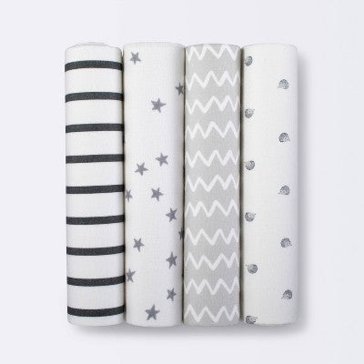  Flannel Baby Blankets Hedgehog 4pk - Cloud Island™