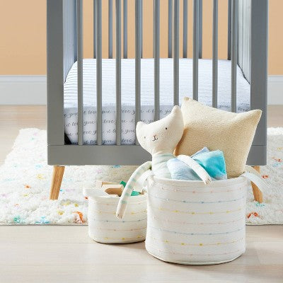  Medium Round Bin With Slub Stitching - Cream - Cloud Island™