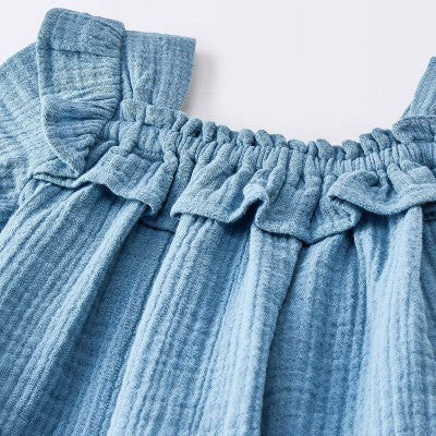  Baby Girls' 2pc Gauze Long Sleeve Top And Bloomer Set - Cloud Island™ Blue