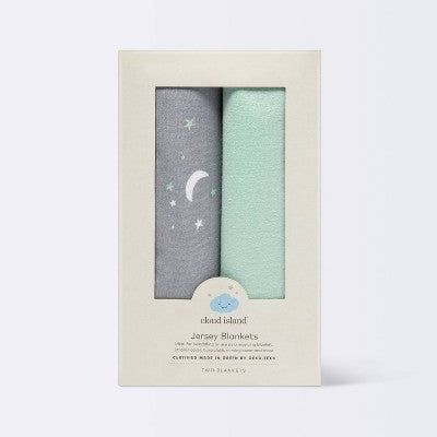  Jersey Swaddle Blanket 2pk - Cloud Island™ Gray Stars