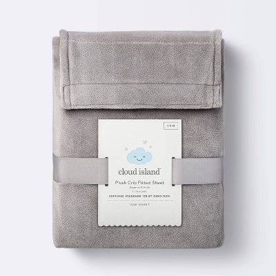  Plush Polyester Spandex Fitted Crib Sheet - Solid Gray - Cloud Island™
