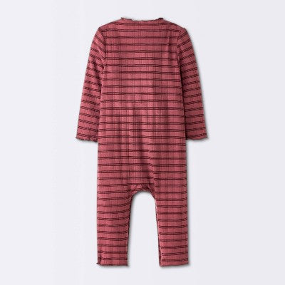  Baby Girls' Jacquard Checkered Romper & Headband - Cloud Island™ Burgundy