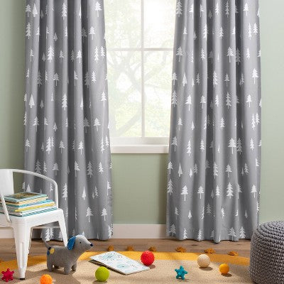  Blackout Curtain Panel Trees - Cloud Island Gray