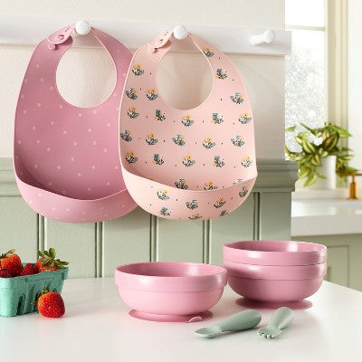  Silicone Bibs - 2pk - Flowers/Dots - Cloud Island™