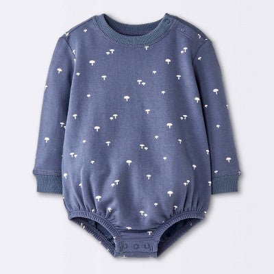  Baby Boys' Mushroom Sweatshirt Romper - Cloud Island™ Navy Blue